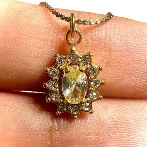 18K Gold Zircon Pendant Necklace | Stainless Steel Chain Jewelry Gift Women